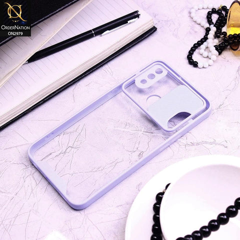 Samsung Galaxy A10s Cover - Purple - Transparent Matte Shockproof Camera Slide Protection Case