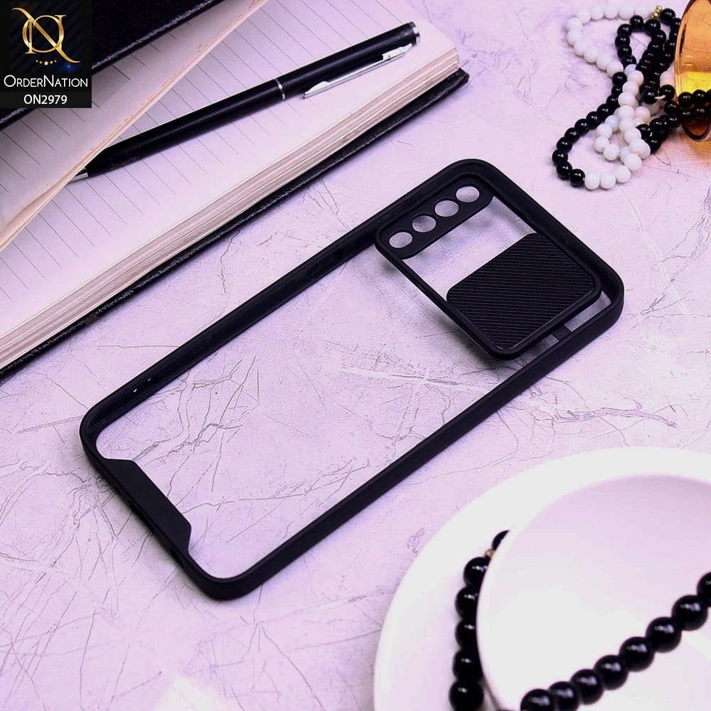 Samsung Galaxy A30s Cover - Black - Transparent Matte Shockproof Camera Slide Protection Case