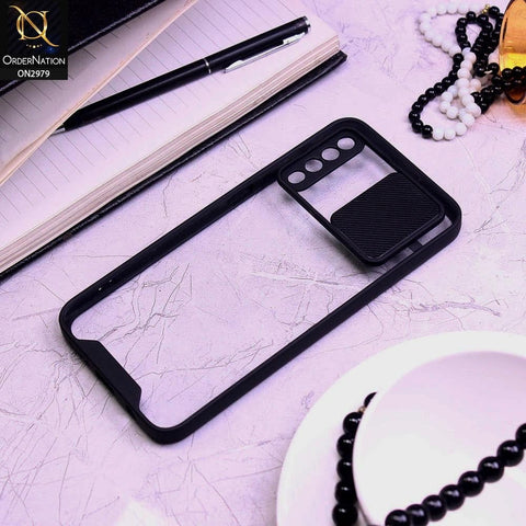 Samsung Galaxy A30s Cover - Black - Transparent Matte Shockproof Camera Slide Protection Case