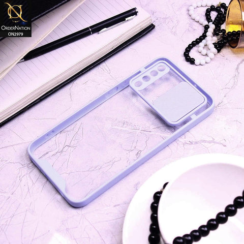 Samsung Galaxy A50 Cover - Purple - Transparent Matte Shockproof Camera Slide Protection Case