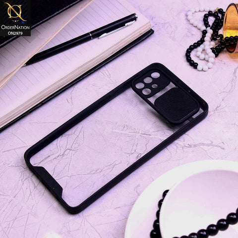 Samsung Galaxy A51 Cover - Black - Transparent Matte Shockproof Camera Slide Protection Case