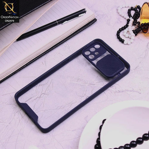Samsung Galaxy A51 Cover - Blue - Transparent Matte Shockproof Camera Slide Protection Case