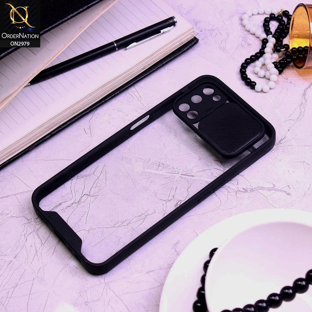 Oppo A52  Cover - Black - Transparent Matte Shockproof Camera Slide Protection Case