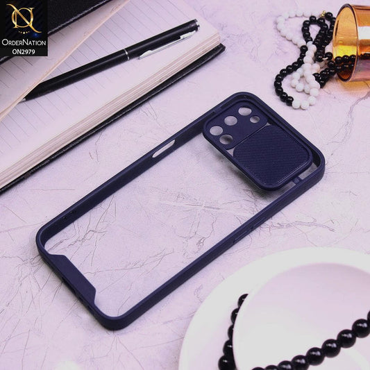 Oppo A92 Cover - Blue - Transparent Matte Shockproof Camera Slide Protection Case