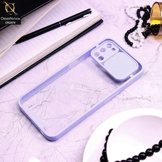 Oppo A92 Cover - Purple - Transparent Matte Shockproof Camera Slide Protection Case