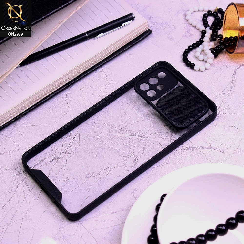 Samsung Galaxy A71 Cover - Black - Transparent Matte Shockproof Camera Slide Protection Case