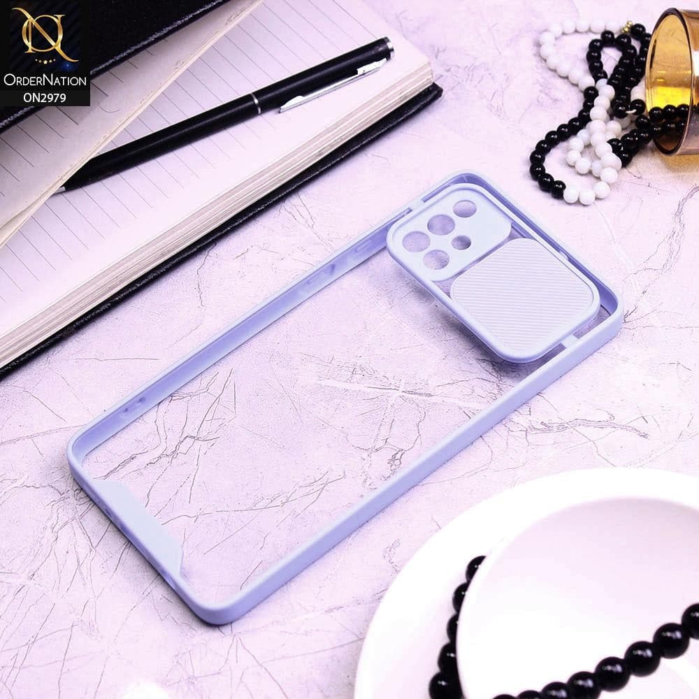 Samsung Galaxy A71 Cover - Purple - Transparent Matte Shockproof Camera Slide Protection Case