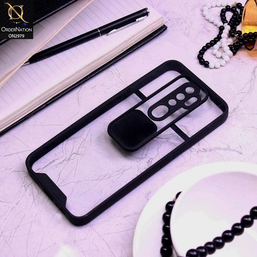 Oppo A5 2020 Cover - Black - Transparent Matte Shockproof Camera Slide Protection Case