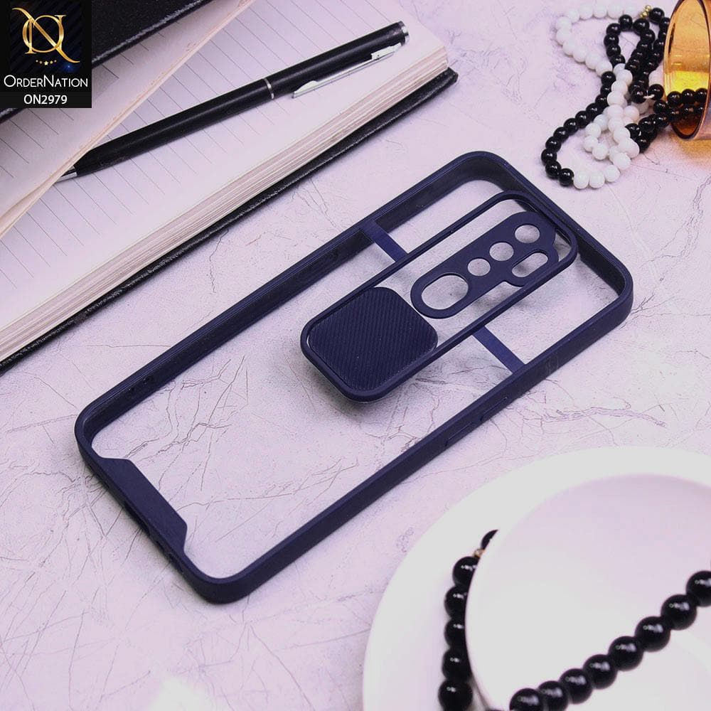Oppo A5 2020 Cover - Blue - Transparent Matte Shockproof Camera Slide Protection Case