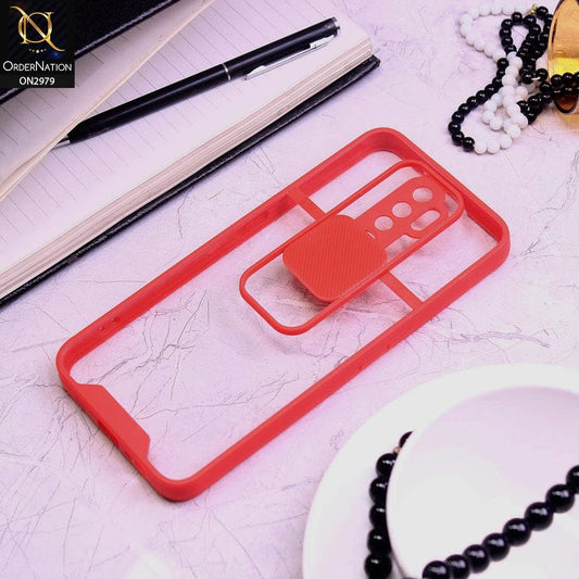 Oppo A9 2020 Cover - Red - Transparent Matte Shockproof Camera Slide Protection Case
