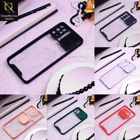 Oppo A72 Cover - Black - Transparent Matte Shockproof Camera Slide Protection Case