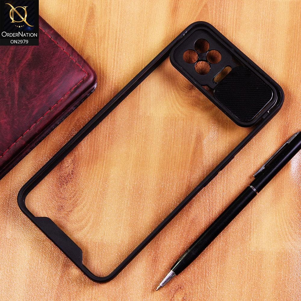 Oppo Reno 4F Cover - Black - Transparent Matte Shockproof Camera Slide Protection Case