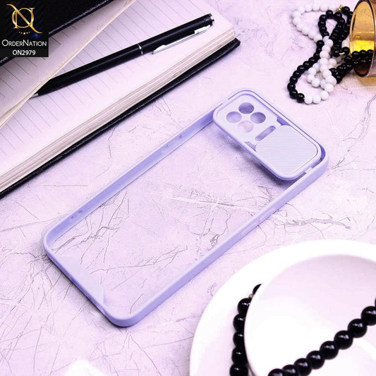 Oppo F17 Pro Cover - Purple - Transparent Matte Shockproof Camera Slide Protection Case