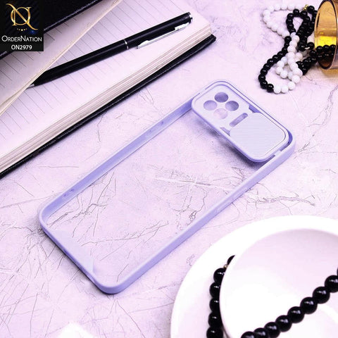 Oppo Reno 4 Lite Cover - Purple - Transparent Matte Shockproof Camera Slide Protection Case