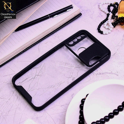 Infinix Hot 8 Cover - Black - Transparent Matte Shockproof Camera Slide Protection Case