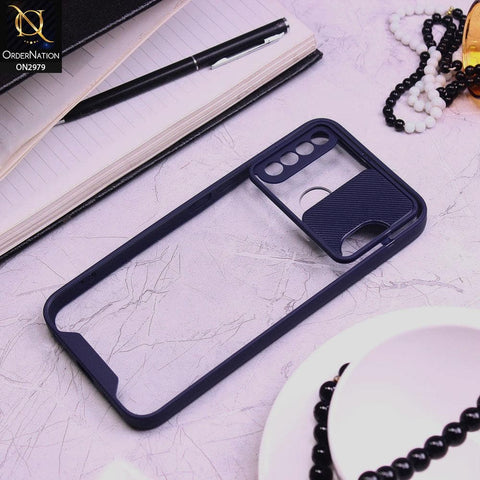 Infinix Hot 8 Cover - Blue - Transparent Matte Shockproof Camera Slide Protection Case