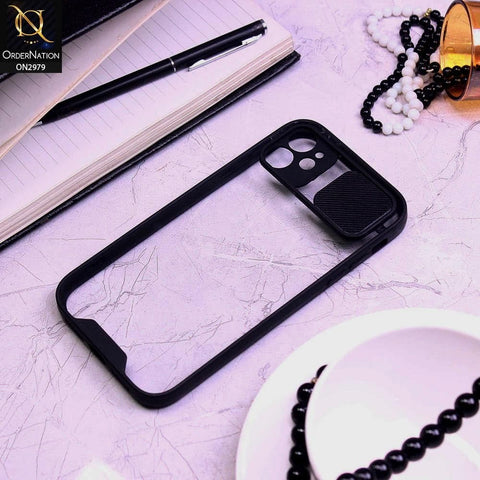 iPhone 11 Cover - Black - Transparent Matte Shockproof Camera Slide Protection Case