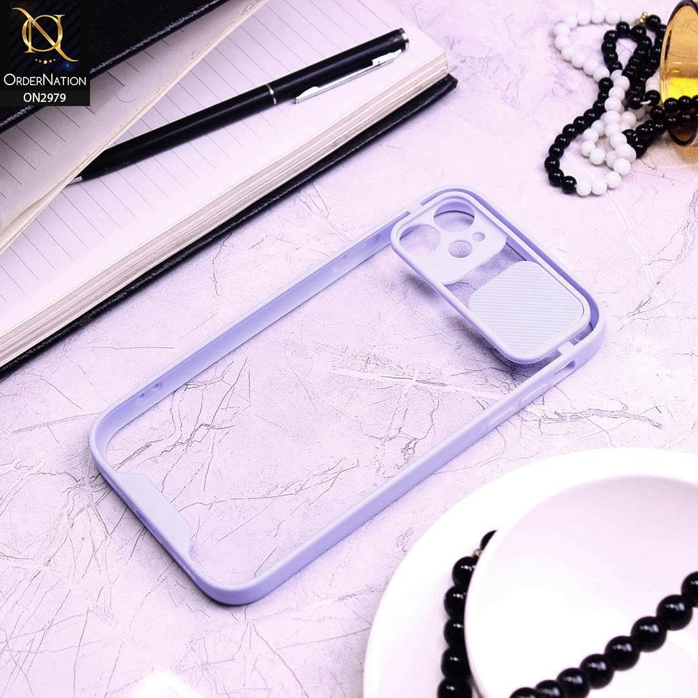 iPhone 11 Cover - Purple - Transparent Matte Shockproof Camera Slide Protection Case
