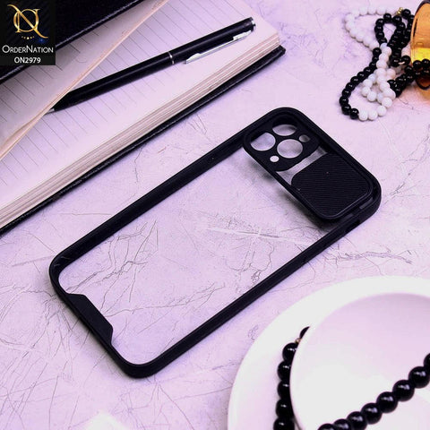 iPhone 11 Pro Cover - Black - Transparent Matte Shockproof Camera Slide Protection Case