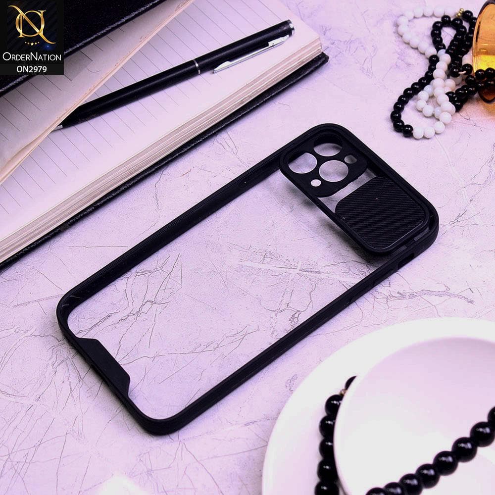 iPhone 11 Pro Max Cover - Black - Transparent Matte Shockproof Camera Slide Protection Case