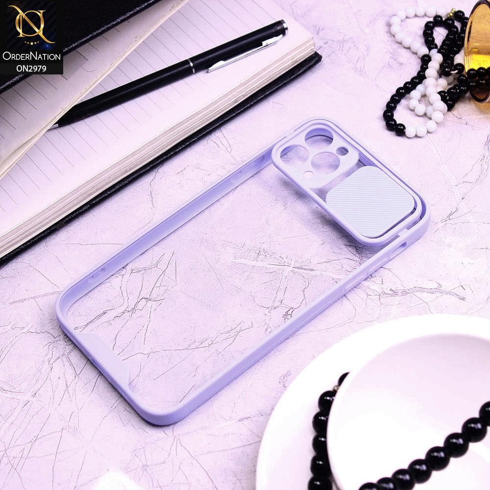 iPhone 11 Pro Max Cover - Purple - Transparent Matte Shockproof Camera Slide Protection Case