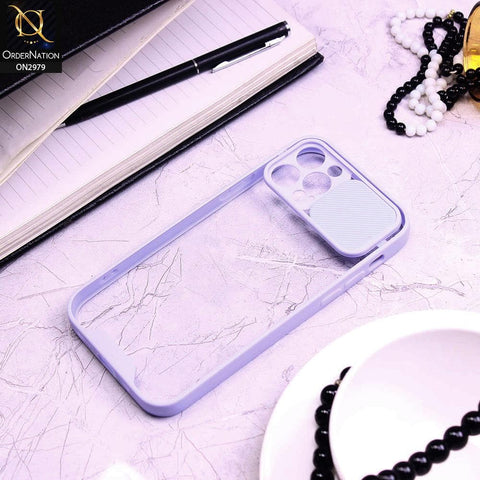 iPhone 12 Pro Cover - Purple - Transparent Matte Shockproof Camera Slide Protection Case