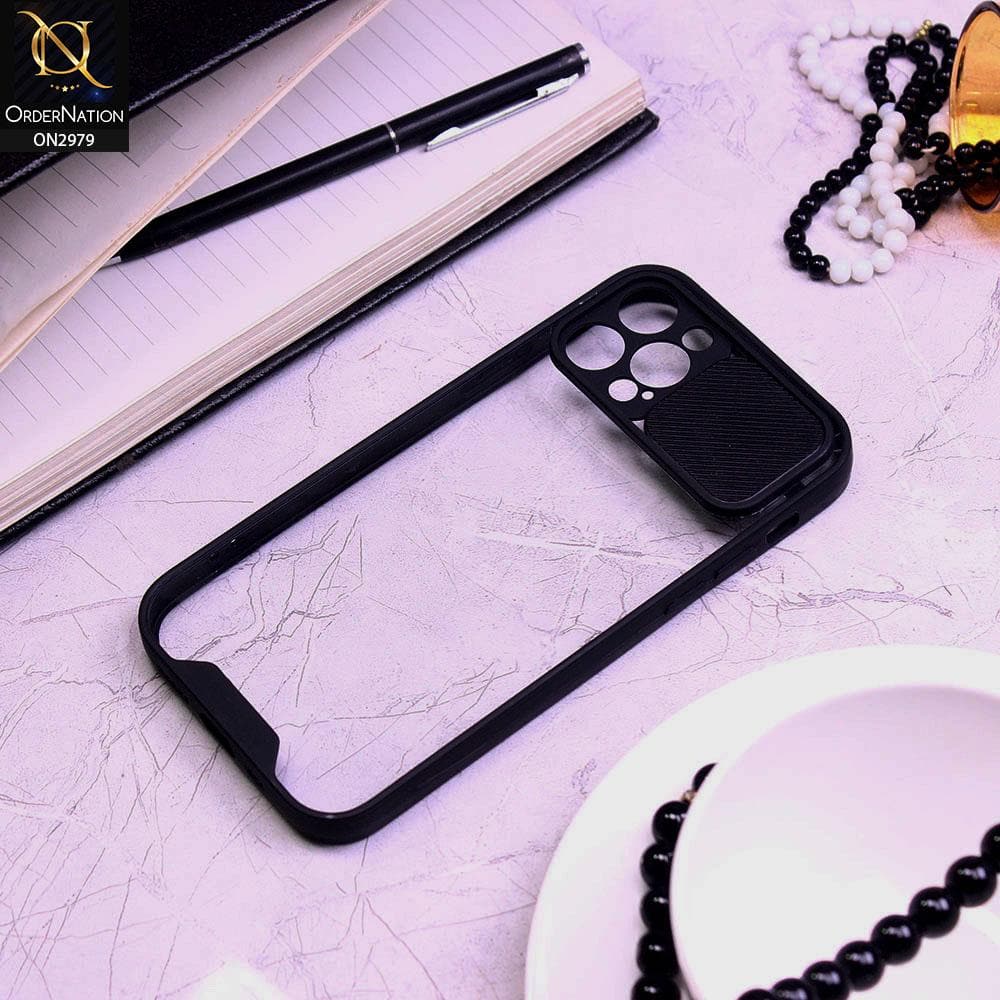 iPhone 12 Pro Max Cover - Black - Transparent Matte Shockproof Camera Slide Protection Case