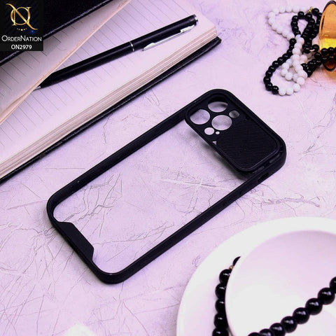 iPhone 12 Pro Max Cover - Black - Transparent Matte Shockproof Camera Slide Protection Case