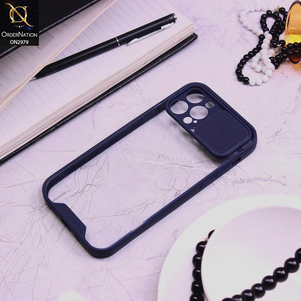 iPhone 12 Pro Max Cover - Blue - Transparent Matte Shockproof Camera Slide Protection Case