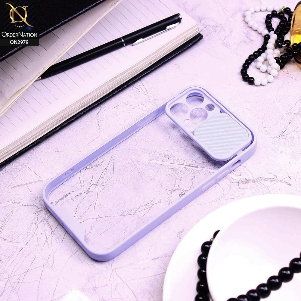 iPhone 12 Pro Max Cover - Purple - Transparent Matte Shockproof Camera Slide Protection Case
