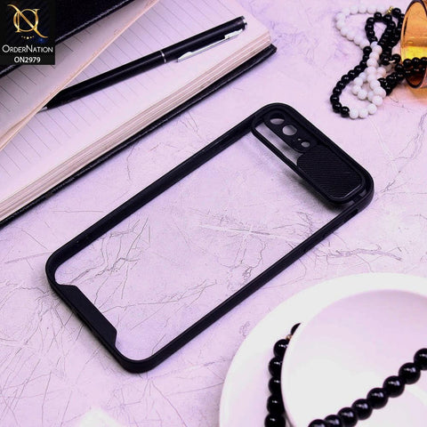 iPhone 8 Plus / 7 Plus Cover - Black - Transparent Matte Shockproof Camera Slide Protection Case