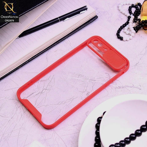 iPhone 8 Plus / 7 Plus Cover - Red - Transparent Matte Shockproof Camera Slide Protection Case