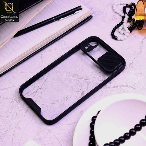 iPhone XR Cover - Black - Transparent Matte Shockproof Camera Slide Protection Case