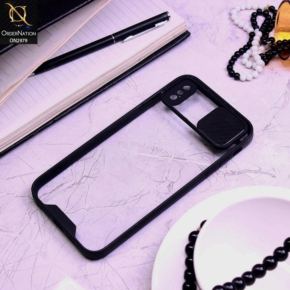 iPhone XS Max Cover - Black - Transparent Matte Shockproof Camera Slide Protection Case