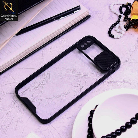 iPhone XS Max Cover - Black - Transparent Matte Shockproof Camera Slide Protection Case