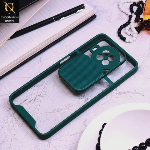 Xiaomi Mi 10T Lite Cover - Dark Green - Transparent Matte Shockproof Camera Slide Protection Case