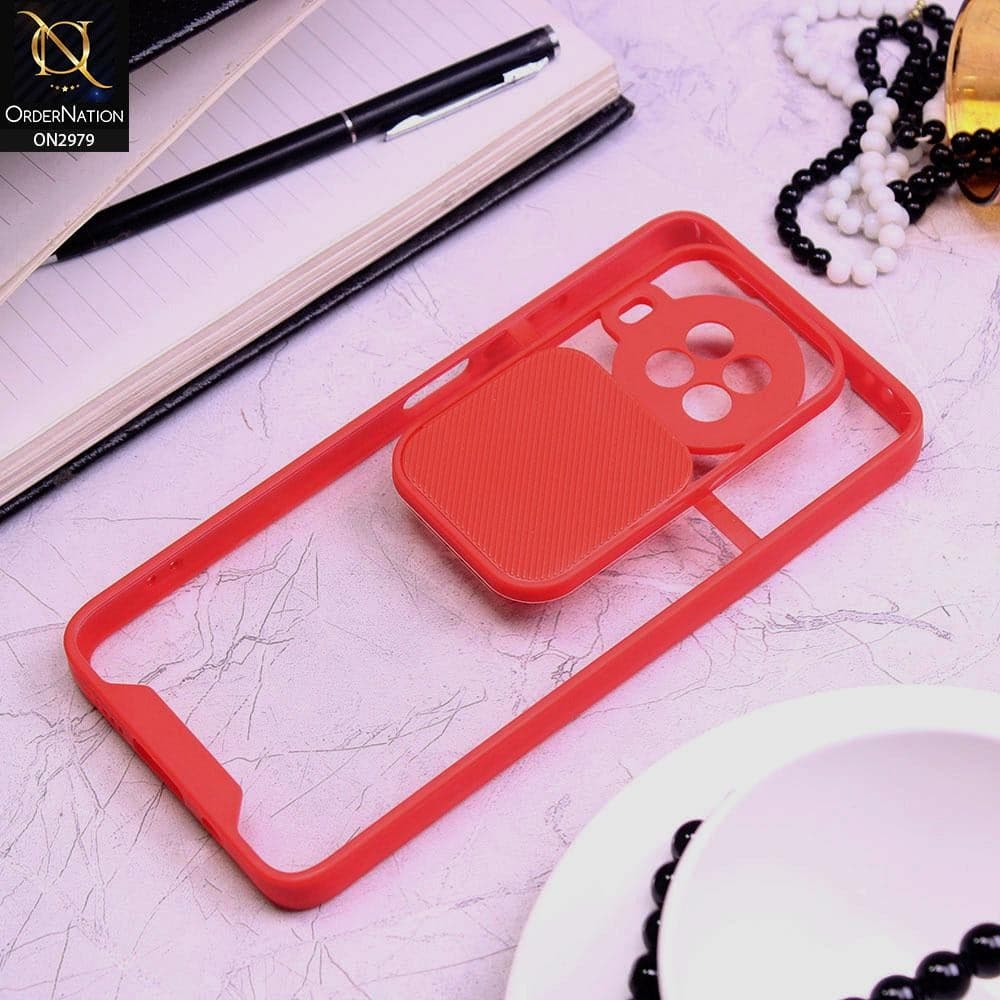 Xiaomi Mi 10T Lite Cover - Red - Transparent Matte Shockproof Camera Slide Protection Case