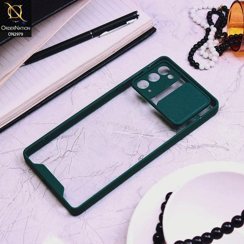 Samsung Galaxy Note 20 Cover - Dark Green - Transparent Matte Shockproof Camera Slide Protection Case