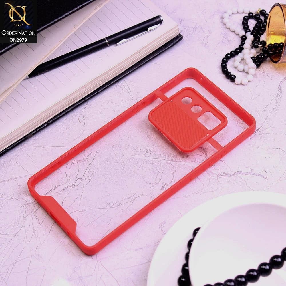 Samsung Galaxy Note 8 Cover - Red - Transparent Matte Shockproof Camera Slide Protection Case