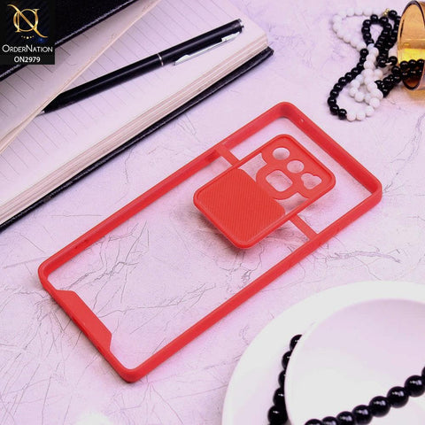 Samsung Galaxy Note 9 Cover - Red - Transparent Matte Shockproof Camera Slide Protection Case