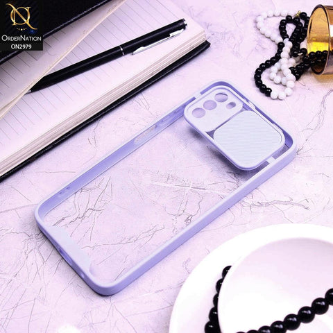 Xiaomi Poco M3 Cover - Purple - Transparent Matte Shockproof Camera Slide Protection Case