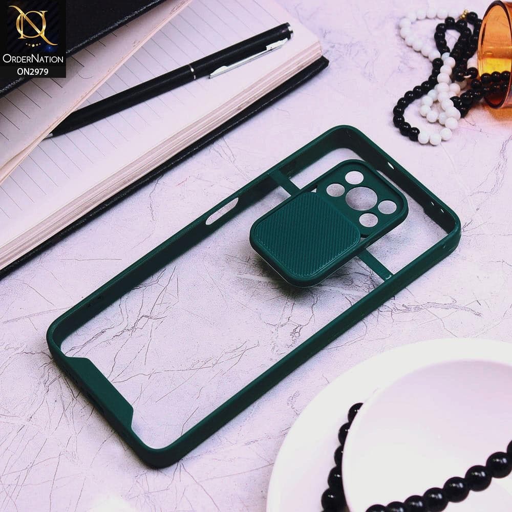 Xiaomi Poco X3 Cover - Dark Green - Transparent Matte Shockproof Camera Slide Protection Case