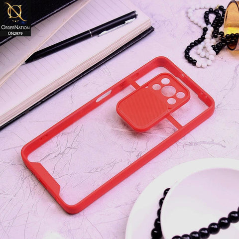 Xiaomi Poco X3 Pro Cover - Red - Transparent Matte Shockproof Camera Slide Protection Case