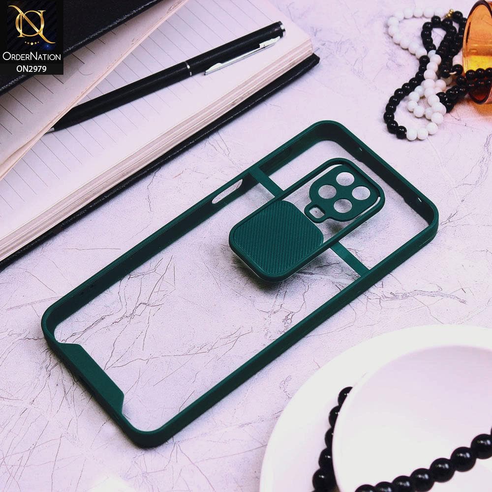 Xiaomi Redmi Note 9 Pro Cover - Dark Green - Transparent Matte Shockproof Camera Slide Protection Case