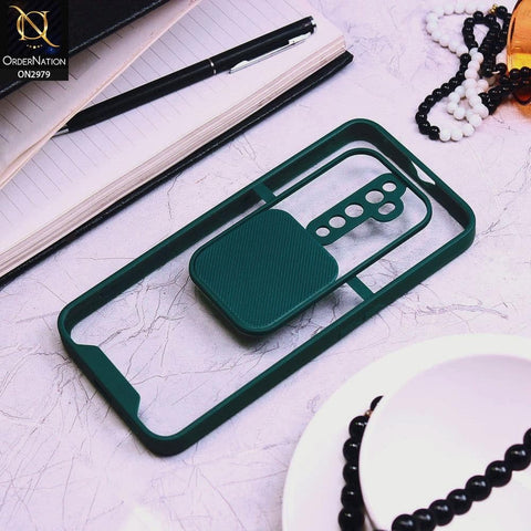 Oppo Reno 2Z Cover - Dark Green - Transparent Matte Shockproof Camera Slide Protection Case
