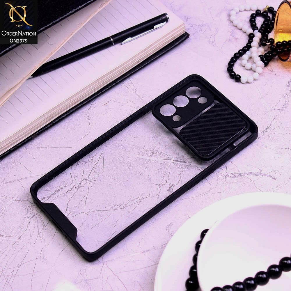 Oppo Reno 5 5G Cover - Black - Transparent Matte Shockproof Camera Slide Protection Case