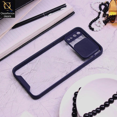 Vivo S1 Cover - Blue - Transparent Matte Shockproof Camera Slide Protection Case