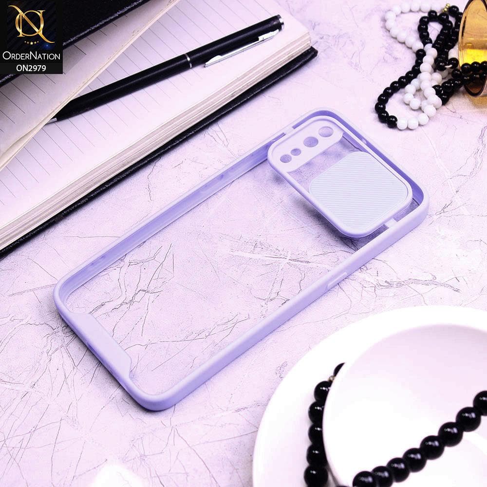 Vivo S1 Cover - Purple - Transparent Matte Shockproof Camera Slide Protection Case