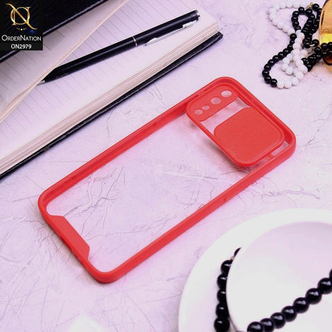 Vivo S1 Cover - Red - Transparent Matte Shockproof Camera Slide Protection Case