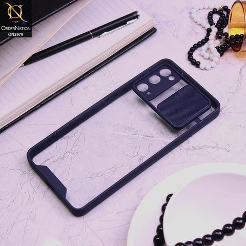 Samsung Galaxy S20 FE Cover - Blue - Transparent Matte Shockproof Camera Slide Protection Case